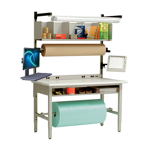 iac industrial packaging station with roll storage